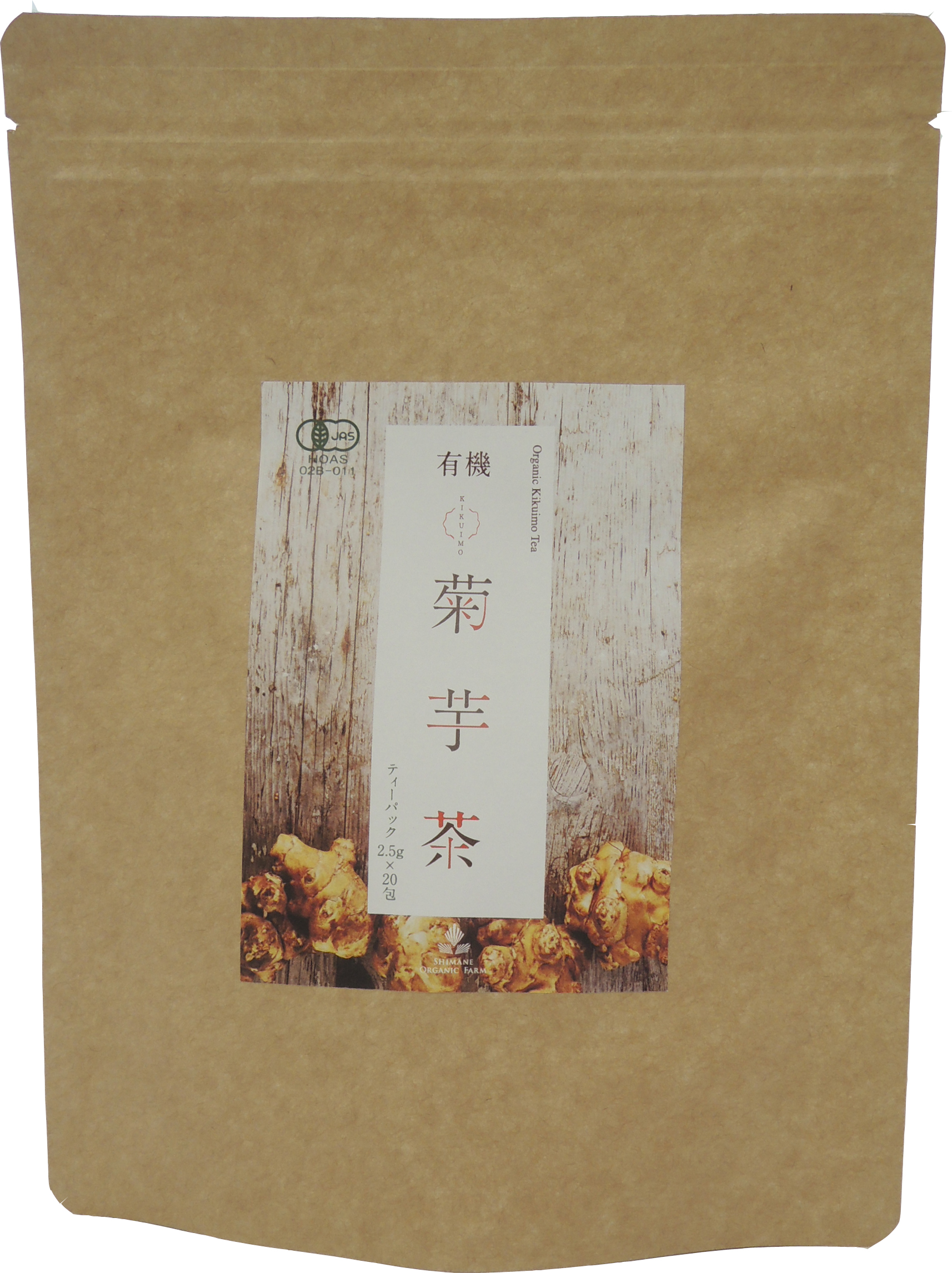 <div class='lum-box'><h4 class='fontColor_blue lum-font-size'>有機菊芋茶</h4></div><div class='lum-font-cnt'>島根県産有機栽培の菊芋を使用した商品です。長年、注目されてきた素材である菊芋を手
軽にお茶としてお召し上がりいただけます。菊芋の甘味や旨味を感じられ、菊芋特有の風味
を味わうことができます。使用しやすいティーパックタイプ商品です。</div>
