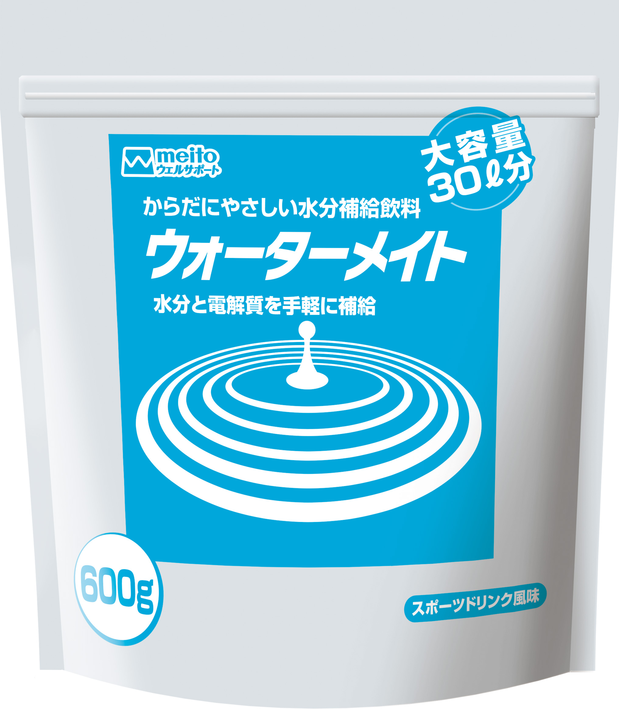 <div class='lum-box'><h4 class='fontColor_blue lum-font-size'>ウォータメイト</h4></div><div class='lum-font-cnt'>粉末を溶かして作れる水分補給飲料
味はスポーツドリンク味、アップル味、グレープ味の3種類
ゴクゴク飲んでいただきたいため、糖分と塩分は控えめのすっきり味です</div>