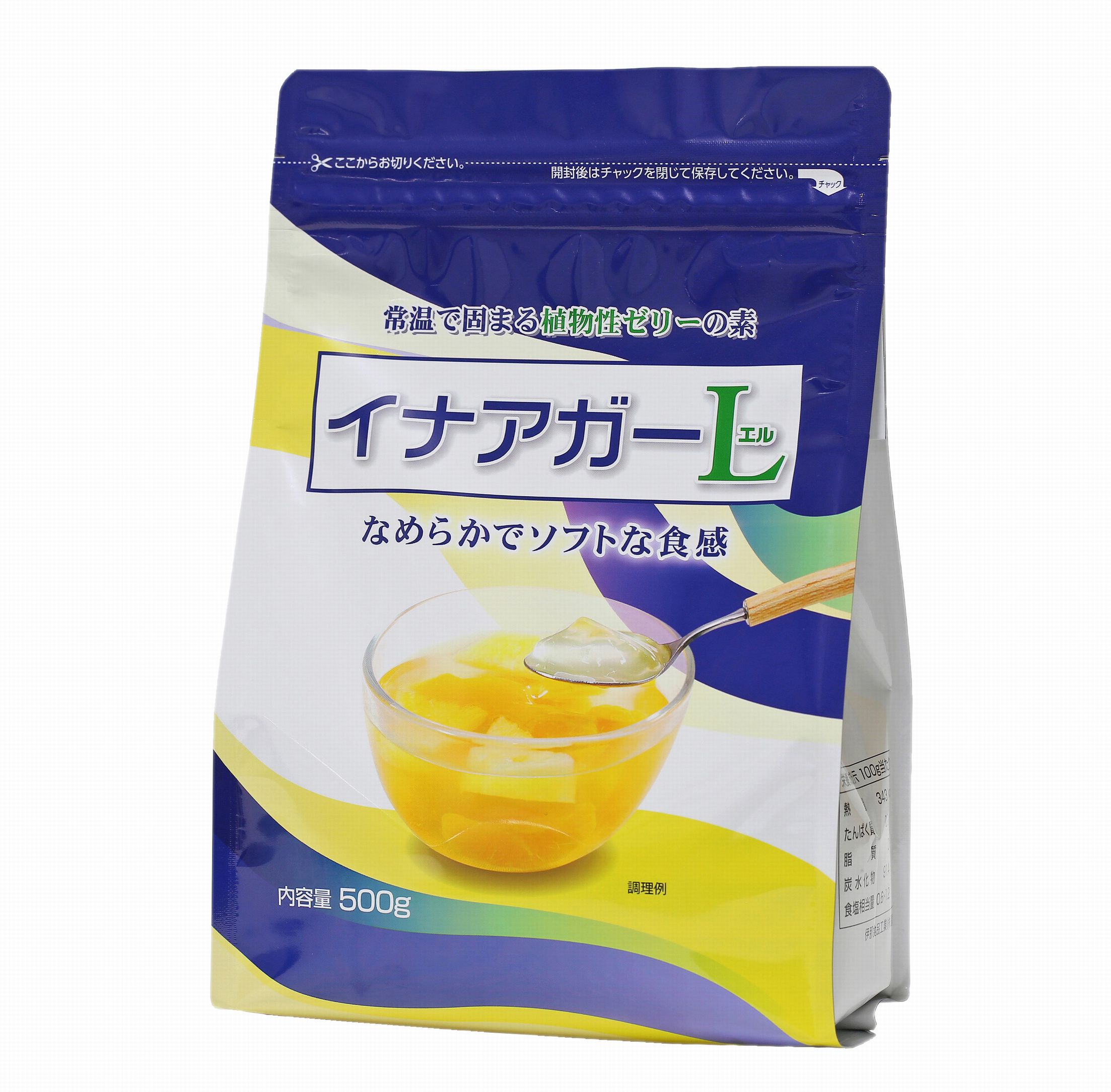 <div class='lum-box'><h4 class='fontColor_blue lum-font-size'>イナアガーL</h4></div><div class='lum-font-cnt'>海藻を主原料とする植物性ゼリーの素です。
透明感に優れ、常温で固まり、室温でもダレません。</div>