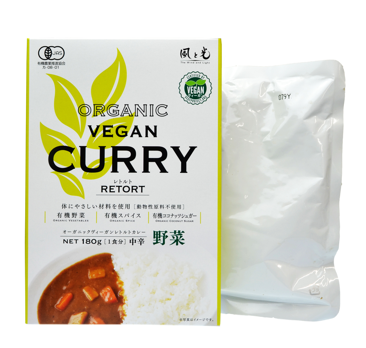 <div class='lum-box'><h4 class='fontColor_blue lum-font-size'>有機ヴィーガンレトルトカレー</h4></div><div class='lum-font-cnt'>有機野菜(玉ねぎ、じゃがいも、にんじん）をふんだんに使って煮込んだ本格レトルトカレーです。動物性原料は使用せず、甘味は有機ココナッツシュガーを使用。雑味の無い野菜本来のうまみを引き出したオーガニックヴィーガンカレーをお楽しみください。

</div>