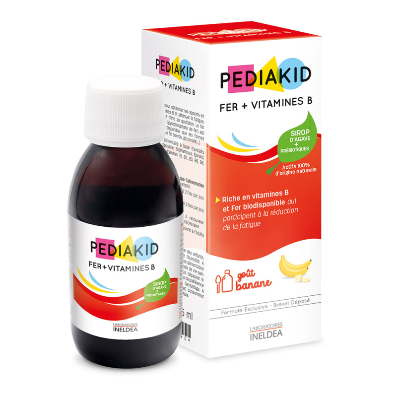 <div class='lum-box'><h4 class='fontColor_blue lum-font-size'>PEDIAKID FER + VITAMINES B（ペディアキッド鉄＋ビタミンB）</h4></div><div class='lum-font-cnt'>鉄剤特有のお悩みごとを軽減できる特許成分の「LIPOFER_Microcapsules」（従来の鉄の5倍の生物学的利用能）とのおかげで、従来の鉄剤の様な不快な味や臭いがなく、また、胃の不快感や消化器系を乱すことなく、摂取効率を最適化します。お役立ちできる製品です。</div>