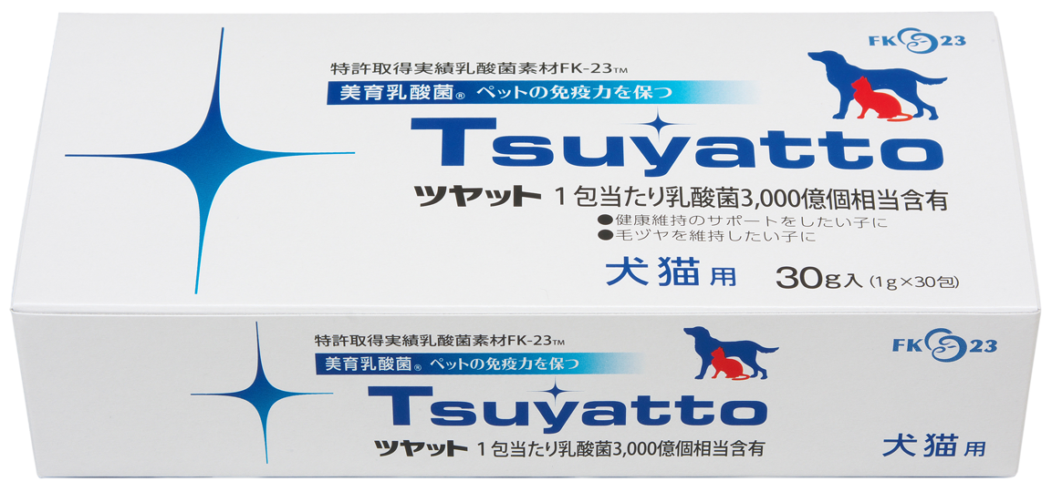 <div class='lum-box'><h4 class='fontColor_blue lum-font-size'>ペット用乳酸菌サプリメント「ツヤット」</h4></div><div class='lum-font-cnt'>獣医向け専門誌「皮膚科の処方ノート」（エデュワードプレス）でも紹介されたペット用乳酸菌サプリメントです。</div>