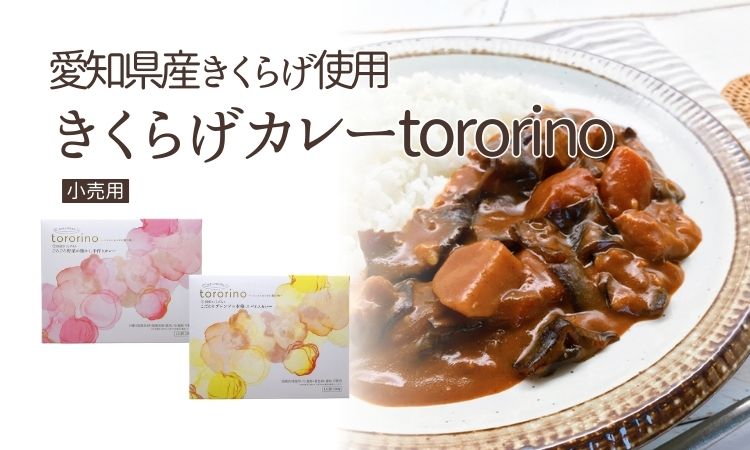 <div class='lum-box'><h4 class='fontColor_blue lum-font-size'>きくらげカレーtororino（トロリノ）</h4></div><div class='lum-font-cnt'>■愛知県産、無農薬栽培きくらげメインのカレー
■きくらげ以外の具材もすべて国産
■原材料にこだわりたい健康志向者向け商品（化学調味不使用、小麦粉不使用）
■一風変わった商品をお探しの方へ（化粧品のような流麗なパッケージ。カレーに見えない）
■ギフト対応可能（カタログギフトへの掲載）
■産地直送可能</div>