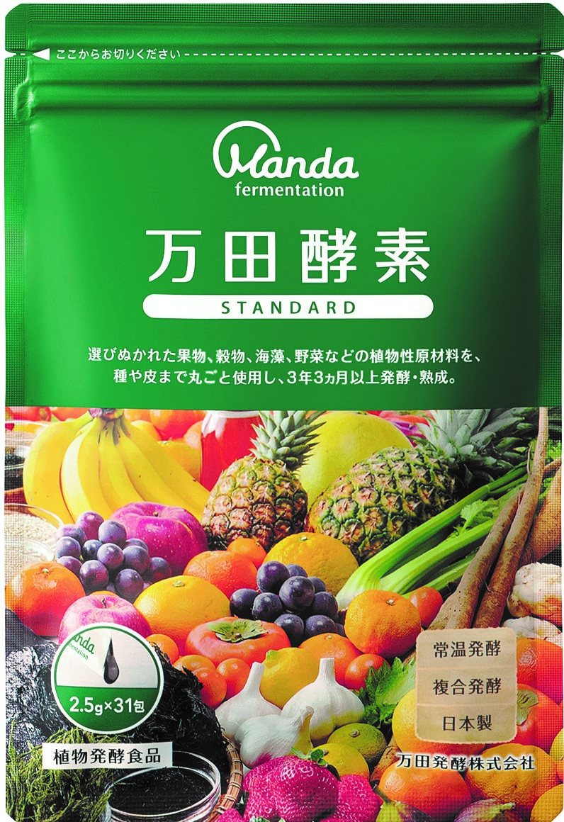 <div class='lum-box'><h4 class='fontColor_blue lum-font-size'>万田酵素STANDARD 77.5ｇ</h4></div><div class='lum-font-cnt'>54種類の植物性原材料を、果実の皮や種まで丸ごと発酵・熟成。
いつまでも健やか過ごしたい方におすすめの「びわ」入りの万田酵素。</div>