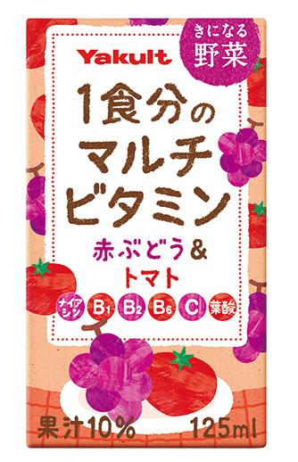 <div class='lum-box'><h4 class='fontColor_blue lum-font-size'>ｷﾆﾅﾙ野菜ﾏﾙﾁﾋﾞﾀﾐﾝ赤ぶどうﾄﾏﾄ</h4></div><div class='lum-font-cnt'>調理時の加熱で減少しやすい水溶性ビタミン6種類（ナイアシン、ビタミンＢ1、Ｂ2、Ｂ6、ビタミンＣ、葉酸）を1食分（栄養素等表示基準値の1／3相当量）含みます。</div>