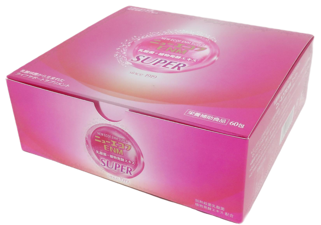<div class='lum-box'><h4 class='fontColor_blue lum-font-size'>ニューエコフENMスーパー1.5gx60包</h4></div><div class='lum-font-cnt'>本品1包中には1兆3,000億相当のEC-12菌が含有されております。
お子様からお年を召された方まで皆さんにお勧めいたします。
腸管内にたくさん(数百～数千億)存在している乳酸球菌から選び出されたEC-12菌にエンザミンを配合しました。</div>