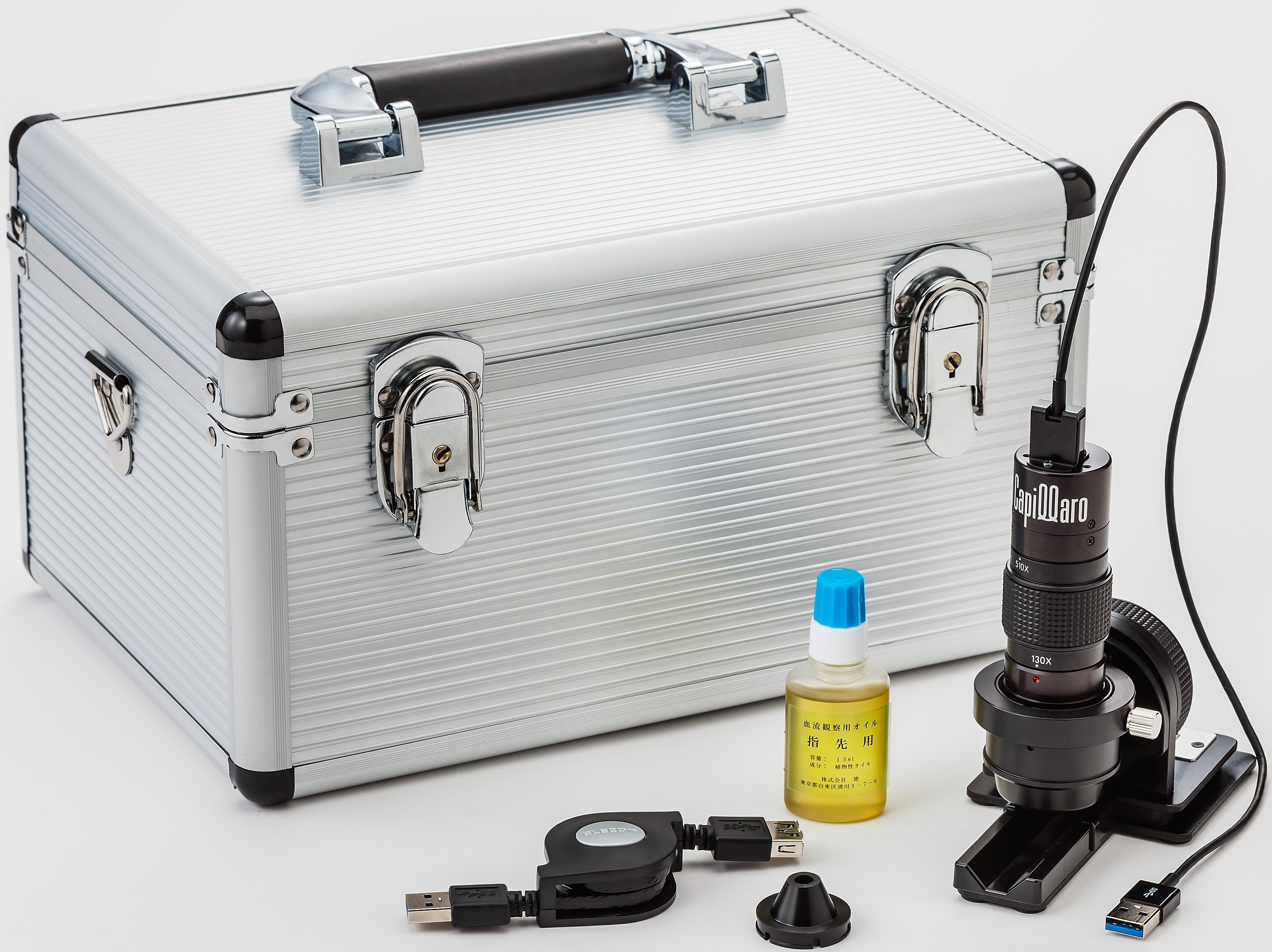 <div class='lum-box'><h4 class='fontColor_blue lum-font-size'>Blood Flow Microscope TOKU Capillaro</h4>
         </div>
         <div class='lum-font-cnt'>This blood flow scope is popular for its world-class visibility. Free software is available with purchase (Windows only), allowing you to record and easily compare before and after images. Equipped with 5 modes for different purposes (“Fingertip 1”, “Fingertip 2”, “Skin”, “Scalp”, “Epidermis/Natural Color”), it generates clear and easy-to-see digital data.</div>