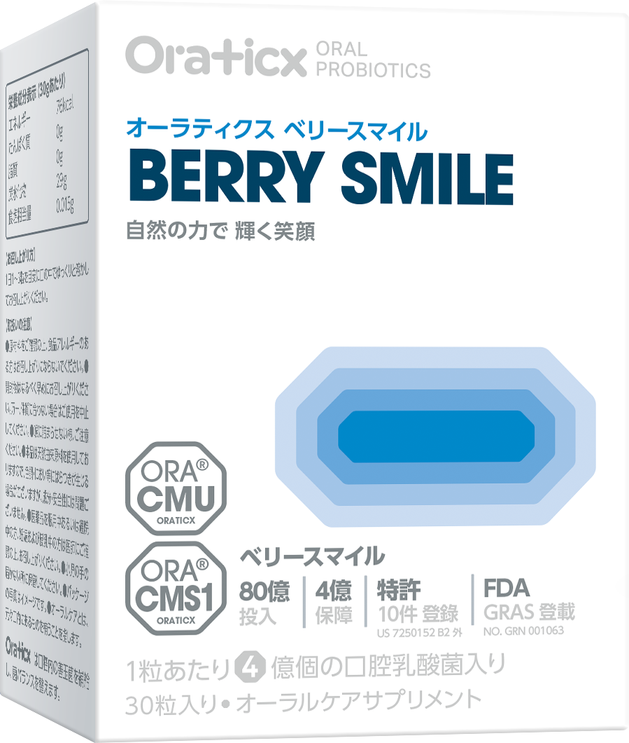 <div class='lum-box'><h4 class='fontColor_blue lum-font-size'>OraTicx BERRY SMILE</h4>
         </div>
         <div class='lum-font-cnt'>[Make your mouth healthy with good oral bacteria!] This natural and gentle oral probiotic is backed by cutting-edge scientific evidence. Each tablet contains 400 million good oral bacteria selected from 1,640 strains of 460 children with healthy mouths, helping to improve bad breath.</div>