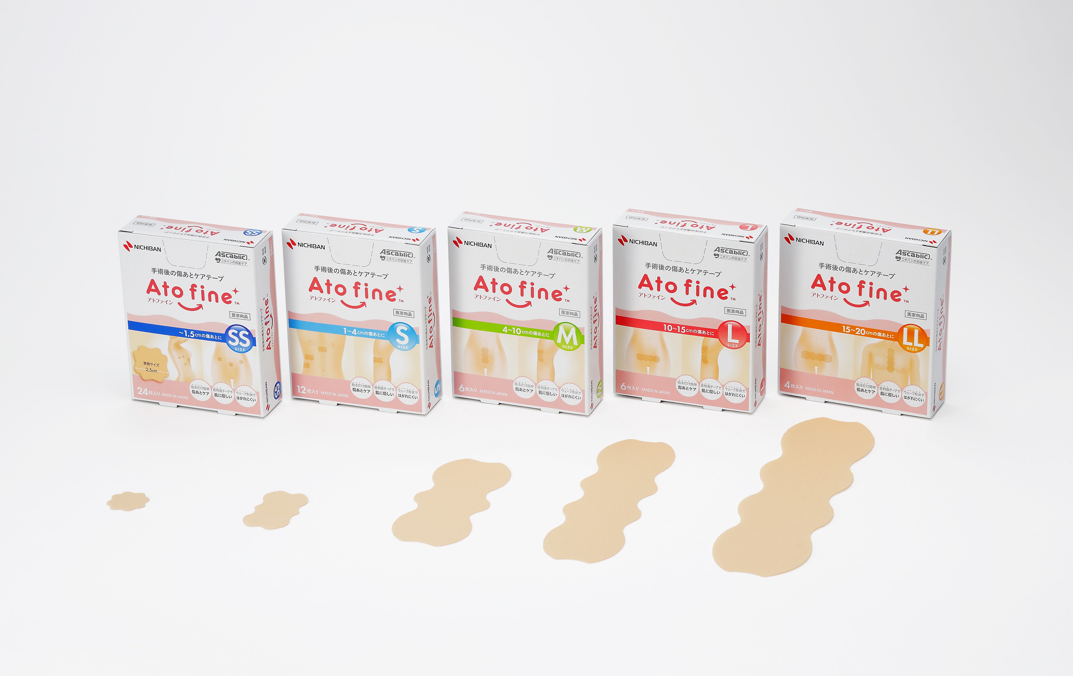 <div class='lum-box'><h4 class='fontColor_blue lum-font-size'>アトファイン™</h4></div><div class='lum-font-cnt'>手術後の傷あとケア専用テープです。肥厚性瘢痕・ケロイドの要因となる伸展刺激・摩擦刺激・紫外線から「傷あと」を守ります。</div>