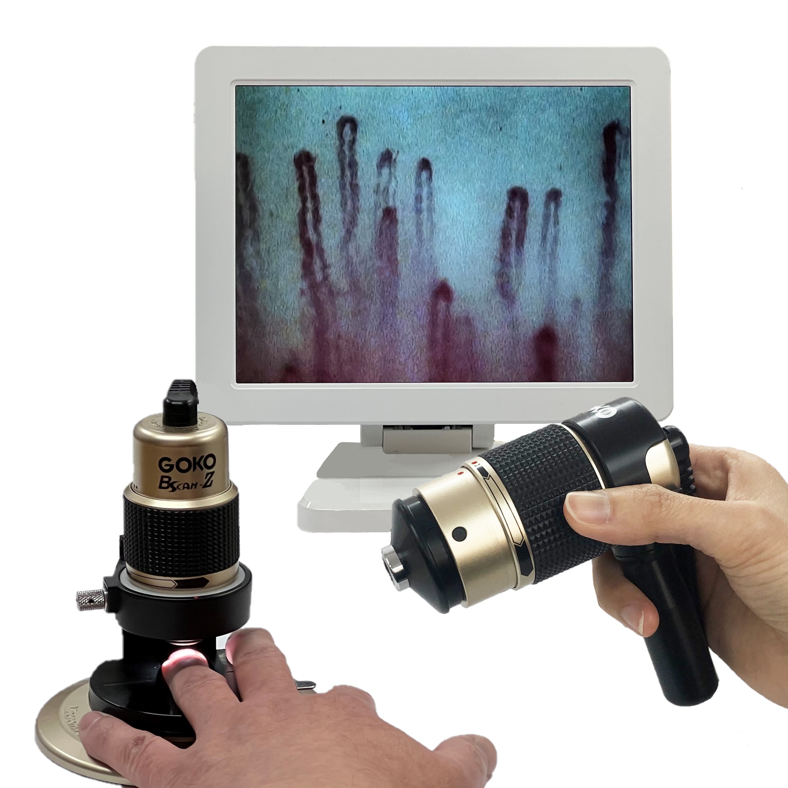 <div class='lum-box'><h4 class='fontColor_blue lum-font-size'>Capillaroscope GOKO Bscan-Z（PC-free model）for whole-body</h4></div>
        	 	<div class='lum-font-cnt'>Experience unparalleled clarity with the PC-free model of the GOKO Bscan series capillary scopes. This hybrid model seamlessly transitions between dedicated stand and hand-held use, offering switchable ultra high and low magnification. Ideal for assessing beauty and health effects, this device allows easy observation on a dedicated monitor without the need for a PC. Perfect for both in-store and exhibition use.</div>