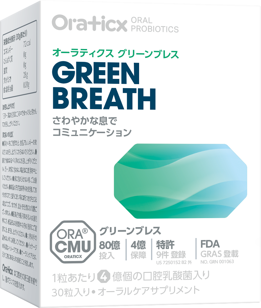 <div class='lum-box'><h4 class='fontColor_blue lum-font-size'>OraTicx GREEN BREATH</h4></div>
        	 	<div class='lum-font-cnt'>[Make your mouth healthy with good oral bacteria!] This natural and gentle oral probiotic is backed by cutting-edge scientific evidence. Each tablet contains 400 million good oral bacteria selected from 1,640 strains of 460 children with healthy mouths, helping to improve bad breath.</div>