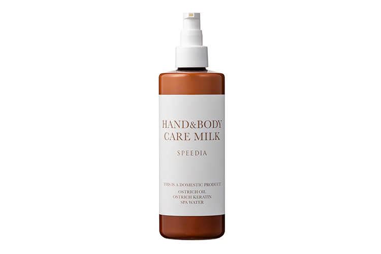 <div class='lum-box'><h4 class='fontColor_blue lum-font-size'>Hand & Body Milk300ml</h4></div>
        	 	<div class='lum-font-cnt'>Developed together with employees who suffer from rough hands, this fragrance-free, highly moisturizing hand and body milk contains ostrich oil. It contains over 99% natural ingredients, and is highly moisturizing without being sticky. It also contains ostrich keratin, an ingredient with anti-inflammatory and blood circulation promoting properties, which penetrates well into the nails and surrounding area to keep the area smooth.</div>