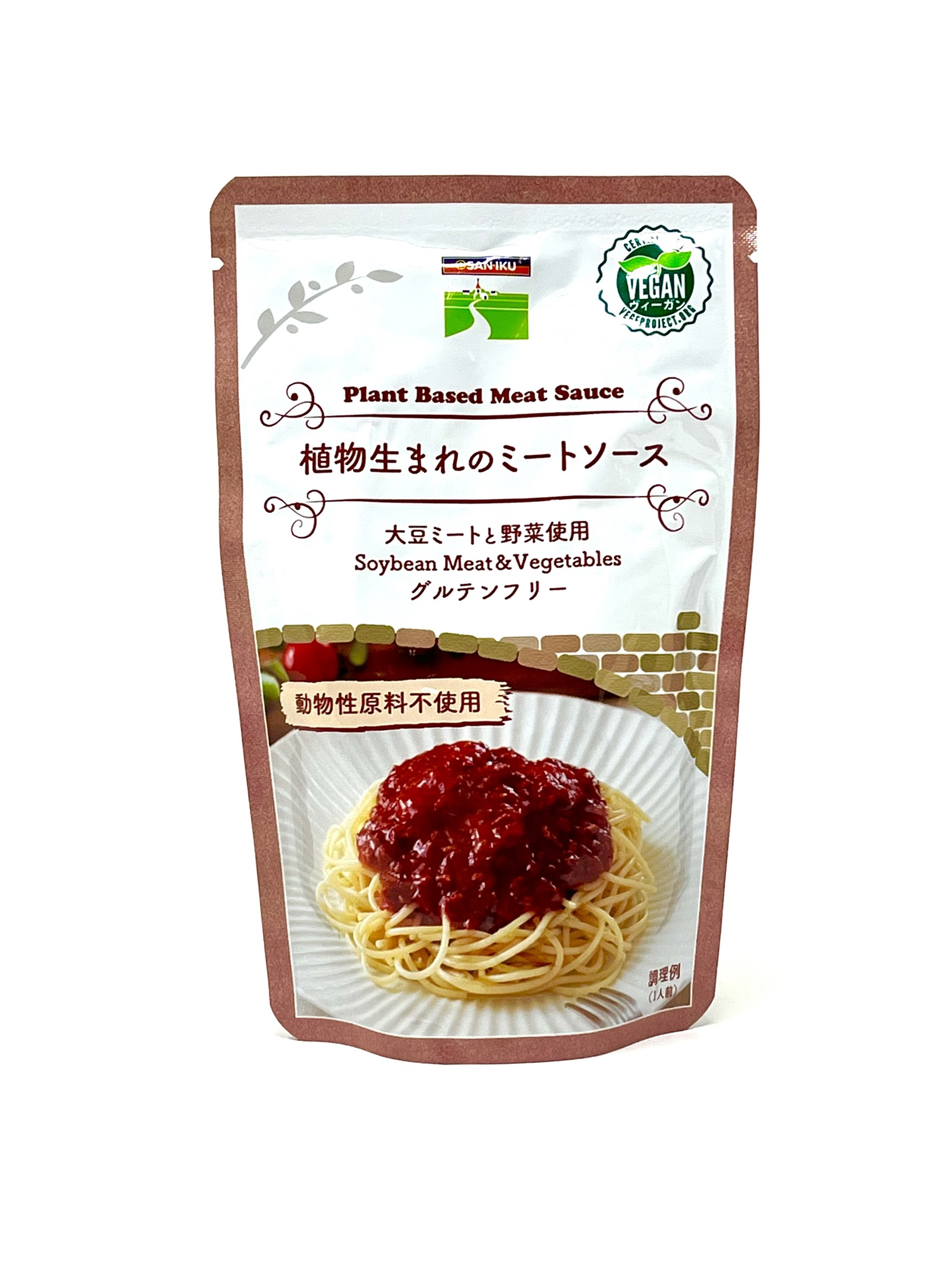 <div class='lum-box'><h4 class='fontColor_blue lum-font-size'>Plant-based meat sauce</h4></div>
        	 	<div class='lum-font-cnt'>This pasta sauce is made by slowly simmering our original tomato sauce using granular soy protein instead of minced meat. It can be used not only for pasta, but also for a variety of dishes such as lasagna and risotto sauce. It is also suitable for gluten-free people.</div>
