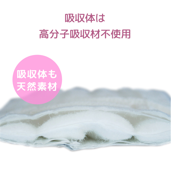 <div class='lum-box'><h4 class='fontColor_blue lum-font-size'>ナチュラムーン　生理用ナプキン</h4></div><div class='lum-font-cnt'>高分子吸収材不使用！トップシートにコットン100％を使用。
お肌にやさしく、とても温かな肌触りで、通気性もよいので、かぶれにくく敏感肌の方にも安心してお使いいただける生理用ナプキンです。</div>
