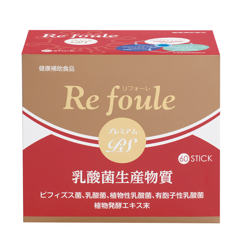 <div class='lum-box'><h4 class='fontColor_blue lum-font-size'>リフォーレ　プレミアムPS</h4></div><div class='lum-font-cnt'>乳酸菌生産物質「PS-B1」を中心に、良好な腸内環境を維持するためのプロバイオティクスとそのエサになるプレバイオティクスをバランスよく配合した粉末タイプのサプリメントです。レモンヨーグルト風味で、おいしく毎日続けやすい商品です。</div>