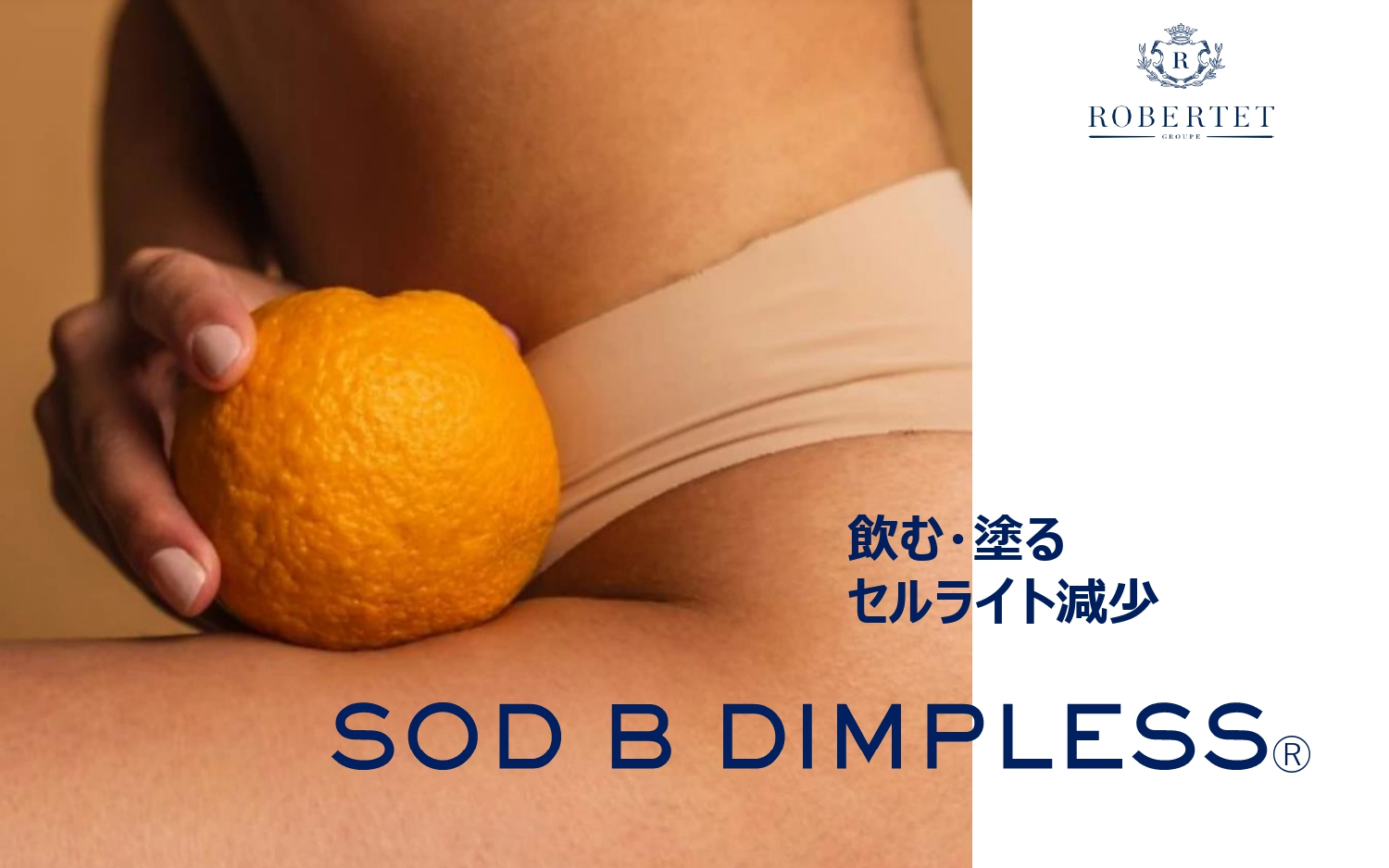 <div class='lum-box'><h4 class='fontColor_blue lum-font-size'>SOD B DIMPLESS®（ディンプレス）</h4></div><div class='lum-font-cnt'>セルライト・ケアに特化した、革新的セルライト対応素材。オレンジの皮のようなデコボコが肌に生じることからオレンジピール・スキンとも呼ばれているセルライト。20歳以上の女性では、実に85％に発現するとされ、全世界で17億人以上の女性が経験していると言われています。</div>