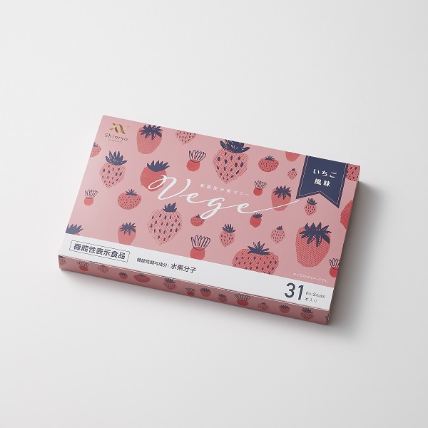<div class='lum-box'><h4 class='fontColor_blue lum-font-size'>Highly Concentrated Hydrogen Jelly　"Vege"</h4></div>
        		<div class='lum-font-cnt'>You can easily take in 1 liter of hydrogen water in a single jelly. Along with hydrogen, soy peptides, peach ceramide, and vitamin B12 can be taken. Since it is made without animal ingredients such as gelatin, it is also recommended for people whose diets avoid animal ingredients. In addition to wholesale, we also accept orders for original formulations.</div>