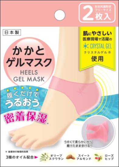 <div class='lum-box'><h4 class='fontColor_blue lum-font-size'>Heel Gel Mask</h4></div>
        		<div class='lum-font-cnt'>Heel Gel Mask: Simple Moisturizing Care
Just slip it on after a bath or before bed for quick hydration. Soft "Crystal Gel®" ensures a perfect fit, while olive squalane, sweet almond, and rosehip oils combat stubborn dryness. Say goodbye to body cream—time-saving and cost-effective!</div>
