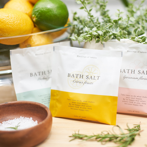 <div class='lum-box'><h4 class='fontColor_blue lum-font-size'>BATH SALT</h4></div>
        		<div class='lum-font-cnt'>Bath salts with natural essential oils, which are derived from natural sources. Salt collected from the World Natural Heritage Sea is blended with essential oils and Ecocert-certified baobab oil. Enjoy a peaceful bath time filled with the fragrance of nature. Categorized as non-Quasi--drugs.</div>