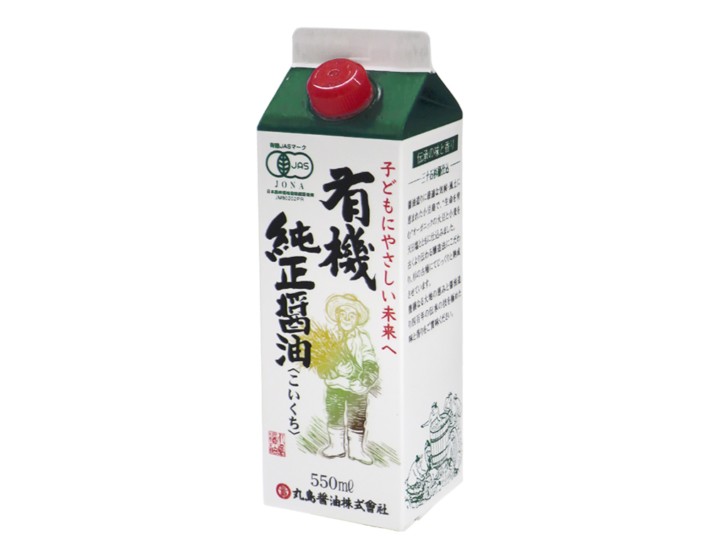 <div class='lum-box'><h4 class='fontColor_blue lum-font-size'>マルシマ　有機純正醤油（濃口）紙パック</h4></div><div class='lum-font-cnt'>◎子どもにやさしい未来へ
　子どもたちの健康や100年先の未来のことを考え、
有機原材料を使用しています。</div>