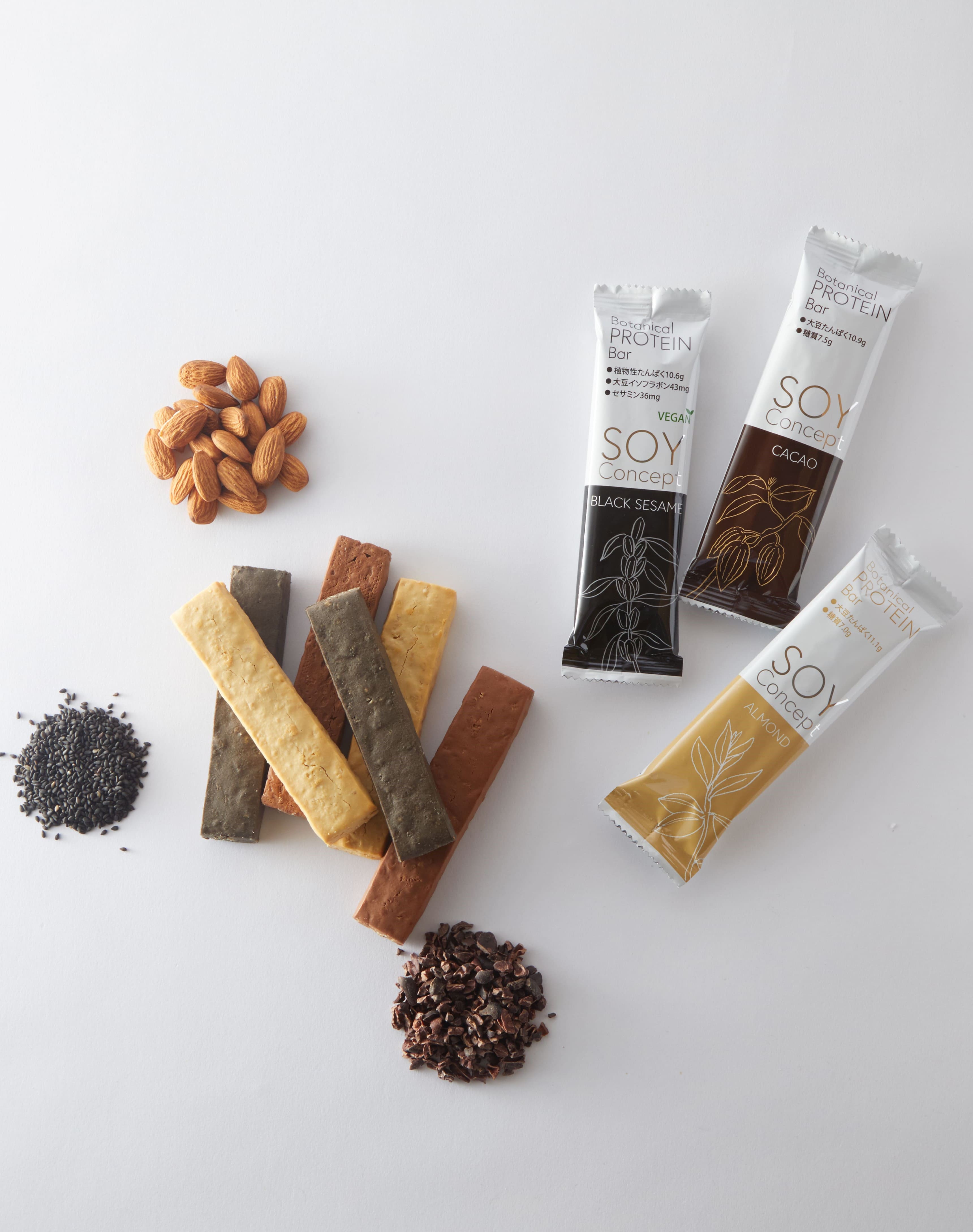 <div class='lum-box'><h4 class='fontColor_blue lum-font-size'>SOY Concept　（ソイ・コンセプト）</h4></div><div class='lum-font-cnt'>1本28g中10g以上のたんぱく質を含む長良園オリジナルプロテインバーで、完全動物性原料不使用で極力添加物を使用しない設計になっております。SOY Concept以外にもOEM商品企画の参考になるご試食をご用意しております。</div>