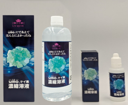 <div class='lum-box'><h4 class='fontColor_blue lum-font-size'>umoケイ素濃縮溶液</h4></div><div class='lum-font-cnt'>水溶性珪素「umoケイ素濃縮溶液」は水晶石の活用によって抽出・製造された完全に水に溶解する食用ケイ素です。</div>