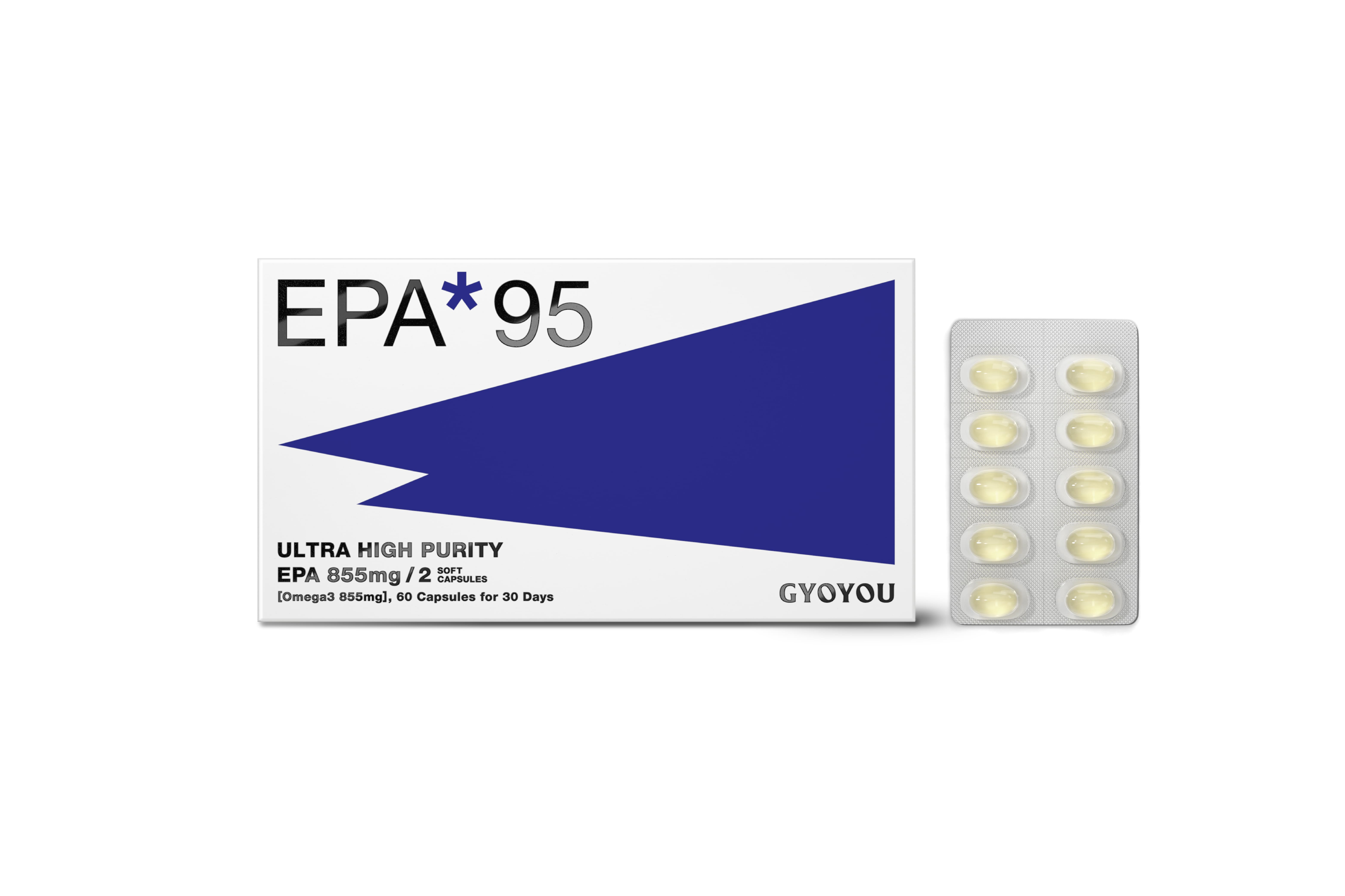 <div class='lum-box'><h4 class='fontColor_blue lum-font-size'>EPA 95 ソフトカプセル60粒</h4></div><div class='lum-font-cnt'>EPAだけを純粋に855mg配合
シリーズ史上最高の純度を誇る95%超
中高年の食生活の乱れによる悩みを内側からサポート

【オメガ3系必須脂肪酸関与成分 / 2粒900mg】
EPA 855mg（95%）
オメガ3合計量 855mg（95%）</div>