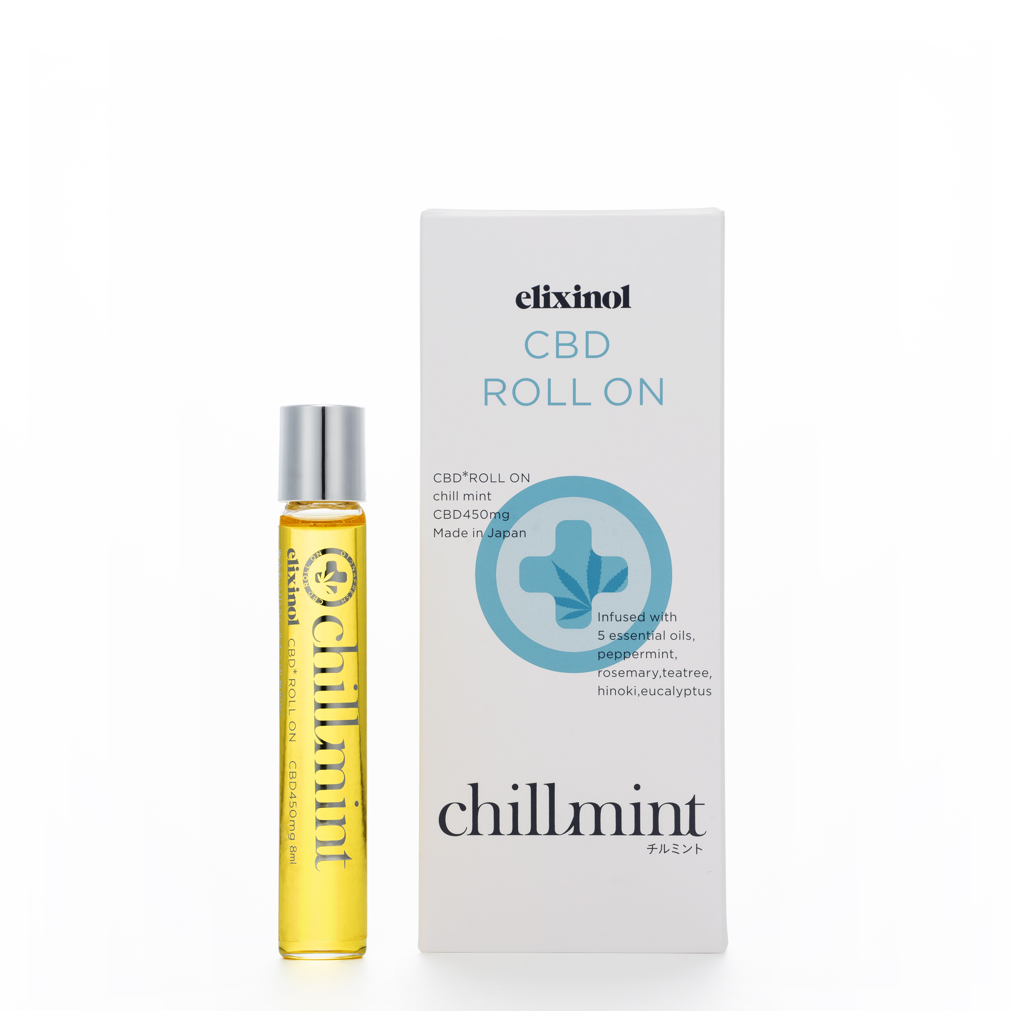 <div class='lum-box'><h4 class='fontColor_blue lum-font-size'>elixinol CBD Rollon450  < chillmint ></h4></div>
        	 	<div class='lum-font-cnt'>This is a CBD roll-on oil blended with essential oils of CBD, peppermint, rosemary, tea tree, hinoki cypress, and eucalyptus.Apply generously to the nape of the neck, temples, shoulders, or wrists.
It offers a quick and convenient solution suited to modern life, where it can be difficult to consciously make time to relax amid a busy schedule.</div>