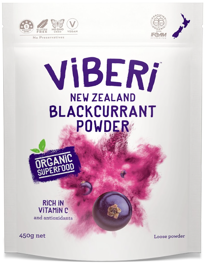 <div class='lum-box'><h4 class='fontColor_blue lum-font-size'>【Retail】ViBERi Organic Blackcurrant Powder 450g</h4></div>
        	 	<div class='lum-font-cnt'>Freeze dried Organic Blackcurrant Powder direct from growers in New Zealand. Blackcurrants are rich in anthocyanins and Vitamin C - in fact, they contain nearly 4x as much Vitamin C as oranges. Simply add to yoghurt, smoothies, cereal, ice cream or pancake mix. For recovery from exercise or physical excursion, 10g is recommended. For everyday use and anti-ageing benefits, 5g per day is ideal. Country of Origin: New Zealand Contents: 450g ・No added sugar ・No GMO used ・Antioxidants ・No preservatives</div>
