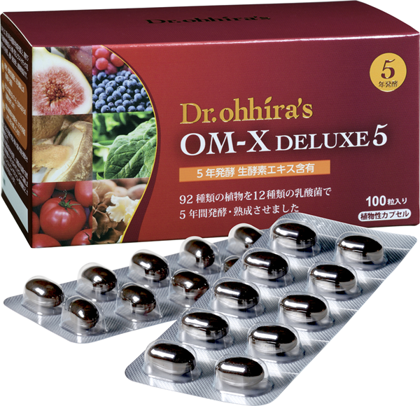 <div class='lum-box'><h4 class='fontColor_blue lum-font-size'>Dr. Ohhira's OM-X Deluxe5</h4></div>
        	 	<div class='lum-font-cnt'>Our soft capsules contain a plant-based fermented extract made from 92 plant ingredients, fermented for five years with 12 strains of beneficial bacteria. Using our proprietary fermentation technology, OM-X is a THREE BIOTICS™ Supplement, containing all three biotics—probiotics, prebiotics, and postbiotics.</div>