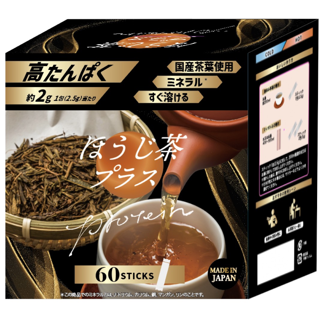 <div class='lum-box'><h4 class='fontColor_blue lum-font-size'>"Hojicha Plus" is for people who don't like sweet or powdery flavors and don't drink protein.</h4></div>
        		 <div class='lum-font-cnt'>Hojicha Plus: Resolving Protein Deficiencies in the Elderly
Protein has become a nutrient that people can only get if they consciously consider it.
So we searched for a way to supplement protein intake without having to "strive" to get it, but by "drinking it normally."
The answer was tea, a natural part of everyday life.</div>