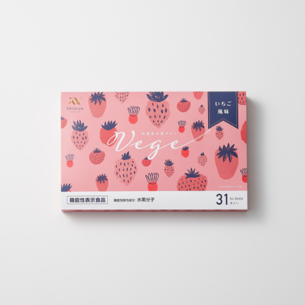 <div class='lum-box'><h4 class='fontColor_blue lum-font-size'>高濃度水素ゼリーVege</h4></div><div class='lum-font-cnt'>ゼリー1本で水素水1リットル分の水素を手軽に摂ることができます。水素と一緒に、大豆ペプチド、桃セラミド、ビタミンB12を摂ることができます。ゼラチンなどの動物性原料を使用せず作っているため、動物性原料を避けた食生活の方にもおすすめです。卸のほか、オリジナル処方のご用命も承ります。</div>