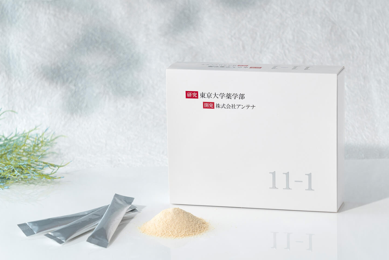 <div class='lum-box'><h4 class='fontColor_blue lum-font-size'>11-1(いちいちのいち)</h4></div><div class='lum-font-cnt'>東京大学発・世界が認めた新規発酵菌を使用した、完全無添加サプリメント
長野県の伝統的な「ぬか床」から発見された新規発酵菌を、東京大学薬学部が長年にわたり研究。
その成果として誕生したのが、次世代の健康素材「11-1(いちいちのいち)」です。</div>
