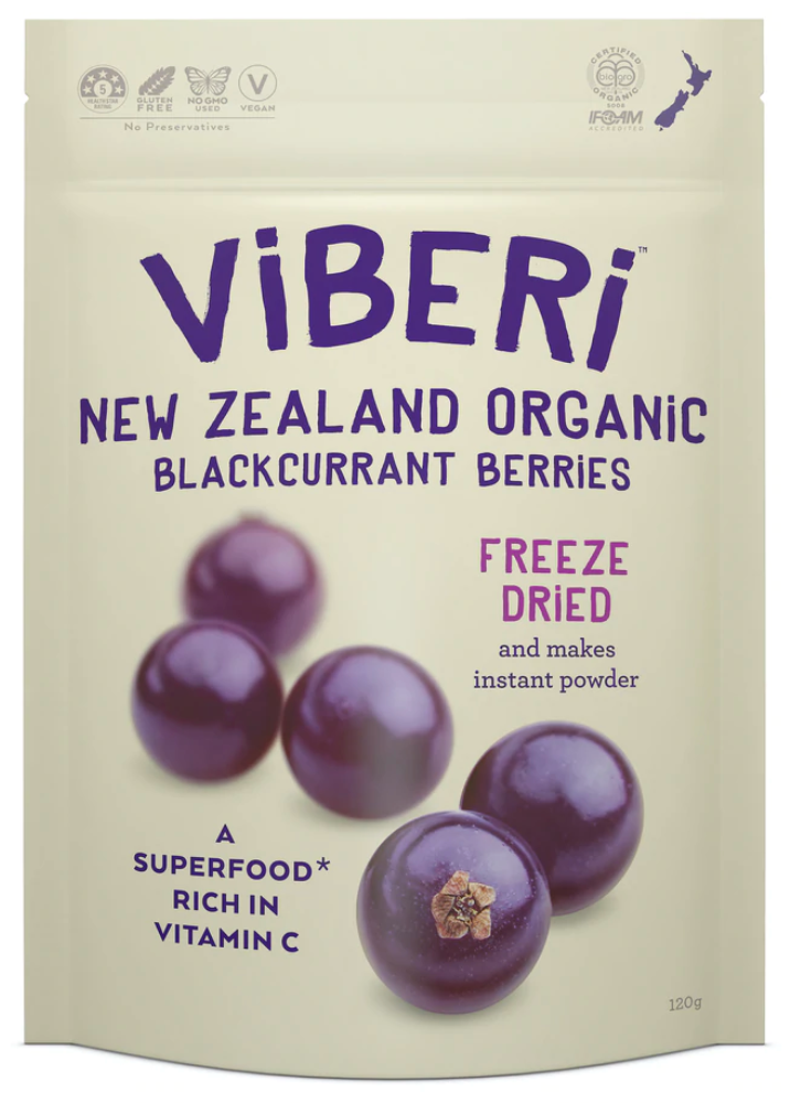 <div class='lum-box'><h4 class='fontColor_blue lum-font-size'>【Retail】ViBERi Freeze Dried Organic Blackcurrants 120g</h4></div>
        	 <div class='lum-font-cnt'>ViBERi organic freeze dried blackcurrants are full of vitality and vitamins to provide you with good health. Let the intense flavours burst in your mouth or add them to your cereals, smoothies or salads. Also great for baking or garnish to give added flavour and colour. No preservatives or additives, just the pure goodness of 100% organic blackcurrants. ・No added sugar ・Gluten free ・No GMO used ・Vegan ・Antioxidants ・Superfood ・No preservatives</div>