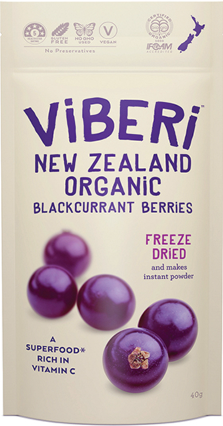 <div class='lum-box'><h4 class='fontColor_blue lum-font-size'>【Retail】ViBERi Freeze Dried Organic Blackcurrants 40g</h4></div>
        		<div class='lum-font-cnt'>ViBERi organic freeze dried blackcurrants are full of vitality and vitamins to provide you with good health. Let the intense flavours burst in your mouth or add them to your cereals, smoothies or salads. Also great for baking or garnish to give added flavour and colour. No preservatives or additives, just the pure goodness of 100% organic blackcurrants. ・No added sugar ・Gluten free ・No GMO used ・Vegan ・Antioxidants ・Superfood ・No preservatives</div>